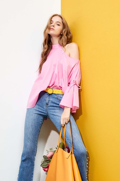 Oversize Cut Out Shoulder Blouse