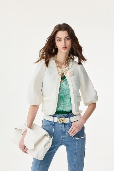 Floral Embossed Print Jacket