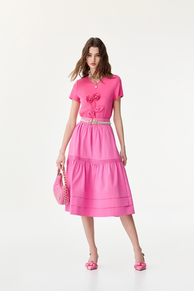 Fushia Pink Tiered Skirt