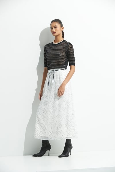 Dotted Organza Midi Skirt