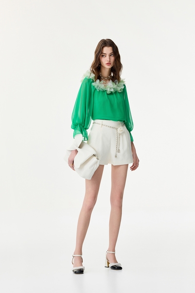 Floral Embossed Print Shorts