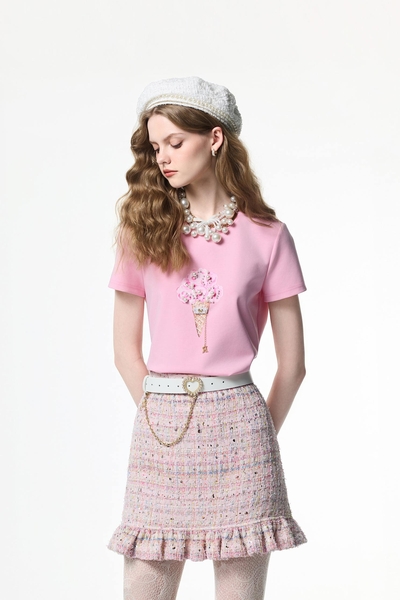 Front Graphic Pink Short Sleeve Tee