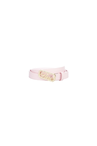 Slogan Buckle With Diamonte Detail Leather Belt