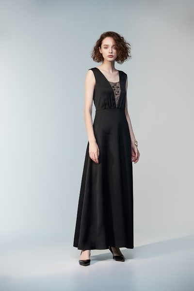 Plunging Neckline Maxi Dress