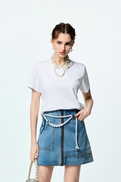 Asymmetric Denim Skirt