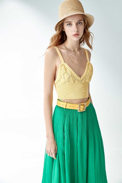 Deep V Crop Knit Camisole