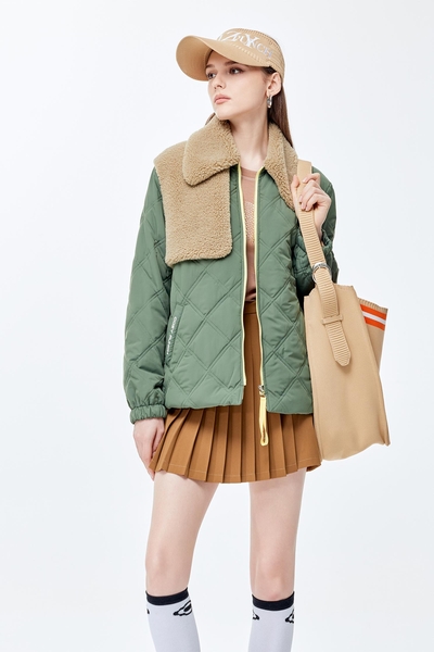 Wild green quilted warm jacket