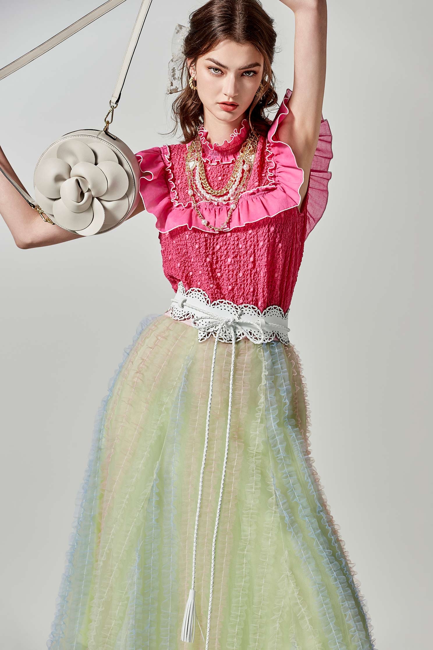 Yellow Patchwork Tiered Skirt | iROO Online Shop | Dress Up