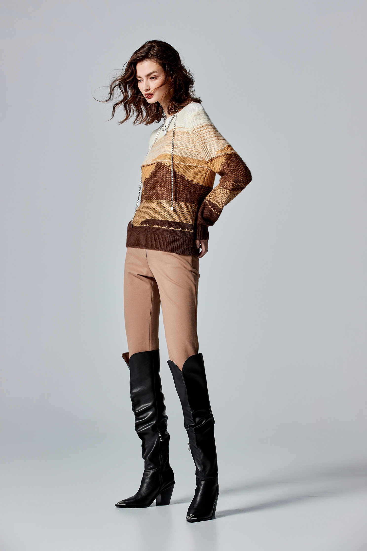 Contrast Stripe Tweed Jacket | iROO Online Shop | Dress Up